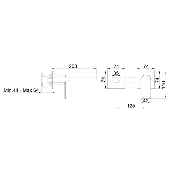 Μπαταρία Νιπτήρος Εντοιχισμού Alpha Two Gun Metal